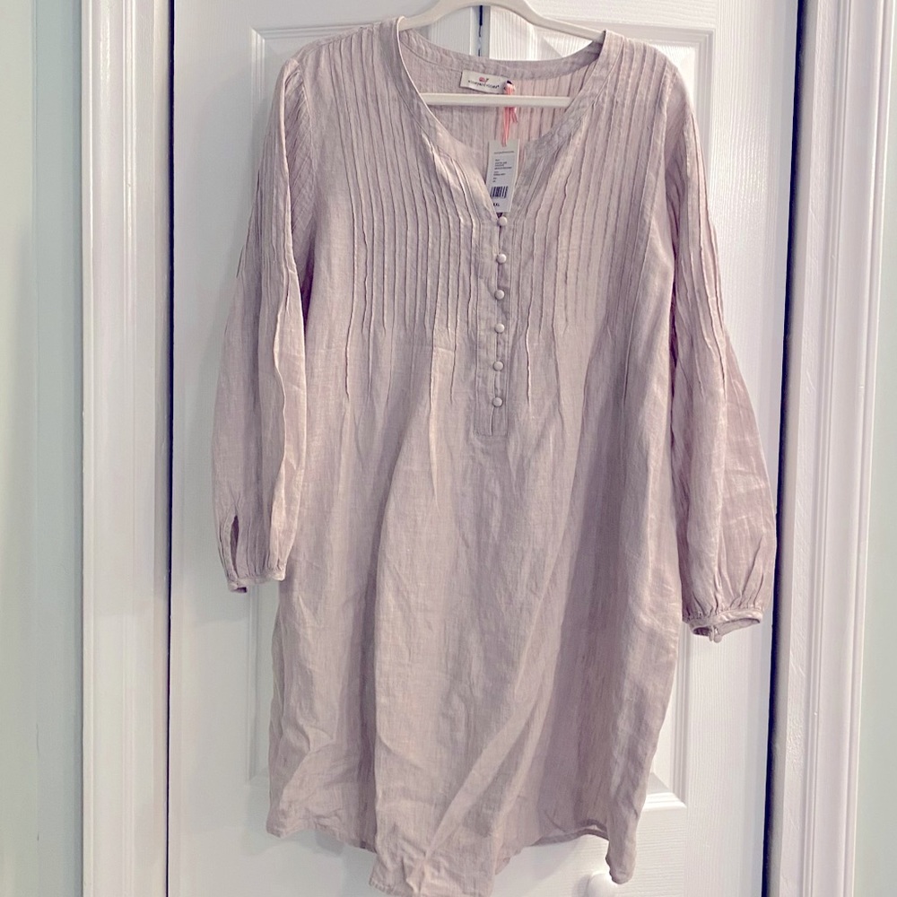 Vineyard Vines linen pebble gray top/coverup XXL NWT